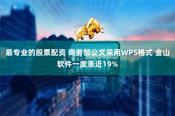 最专业的股票配资 商务部公文采用WPS格式 金山软件一度涨近19%
